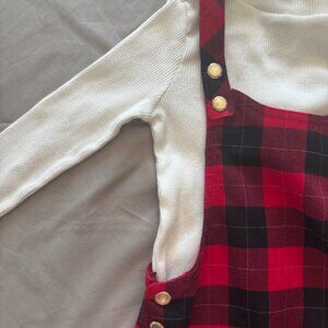 Max Studio Kids Black & Red Plaid Overall Dress – Size 4T